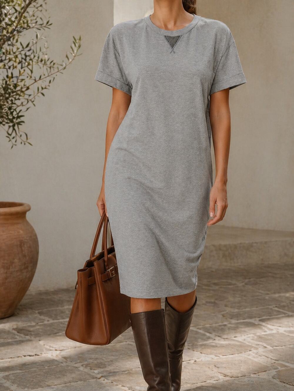 Brunello Cucinelli Bead-embellished French Cotton-blend Terry Mini Dress Gray S